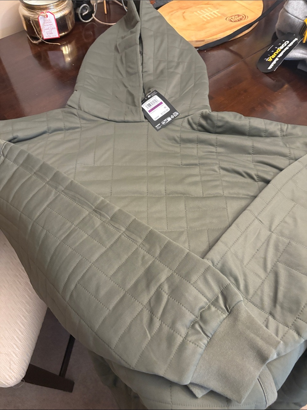 Under Armor Quilted Hooded Pullover Sweatshirt - Olive Green